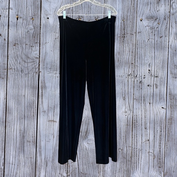 Alex Evenings Women's Black Velvet Flowy Pull On Pants Elastic Waist Size XL - Picture 14 of 14